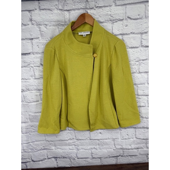St. John Collection Jackets & Blazers - St John Sweater Blazer Women's Size 10 Lime Green Knit Single Button Old Money